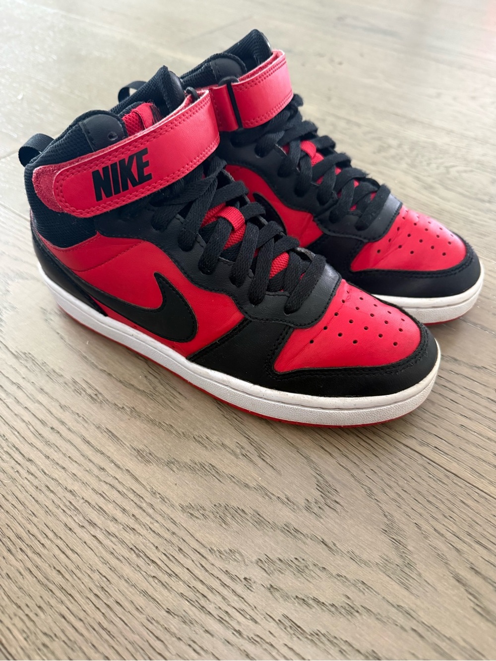Nike Black & Red Mid-Top Sneakers with Strap